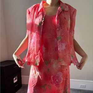 Pink Cottagecore Sheer Floral Fairycore Ethereal Set Top- Maxi Boho Dress Medium